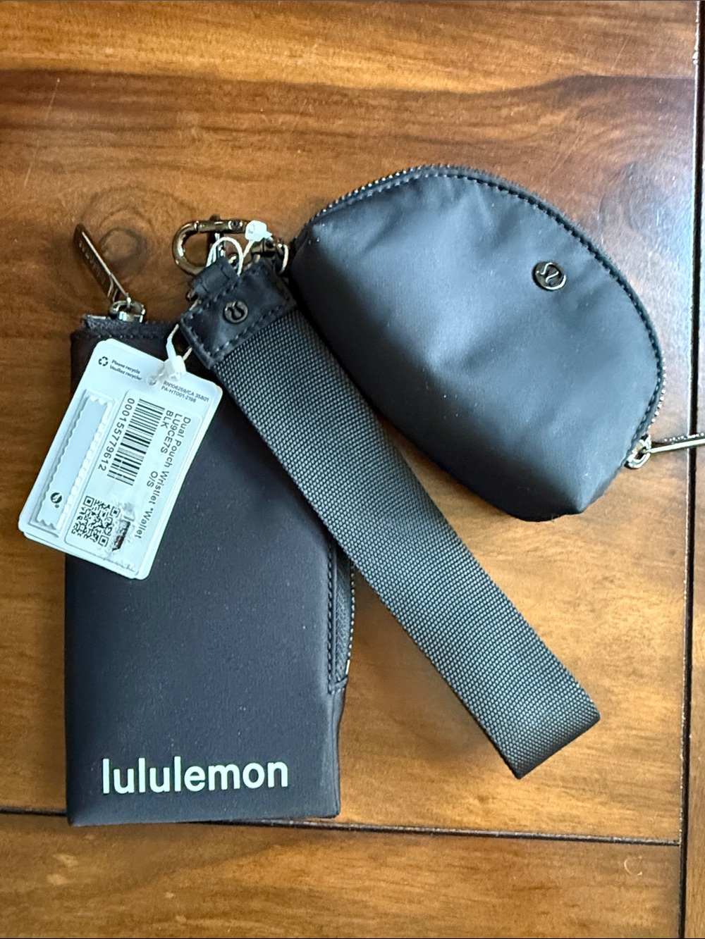 Lululemon Dual Pouch Black Wristlet NWT